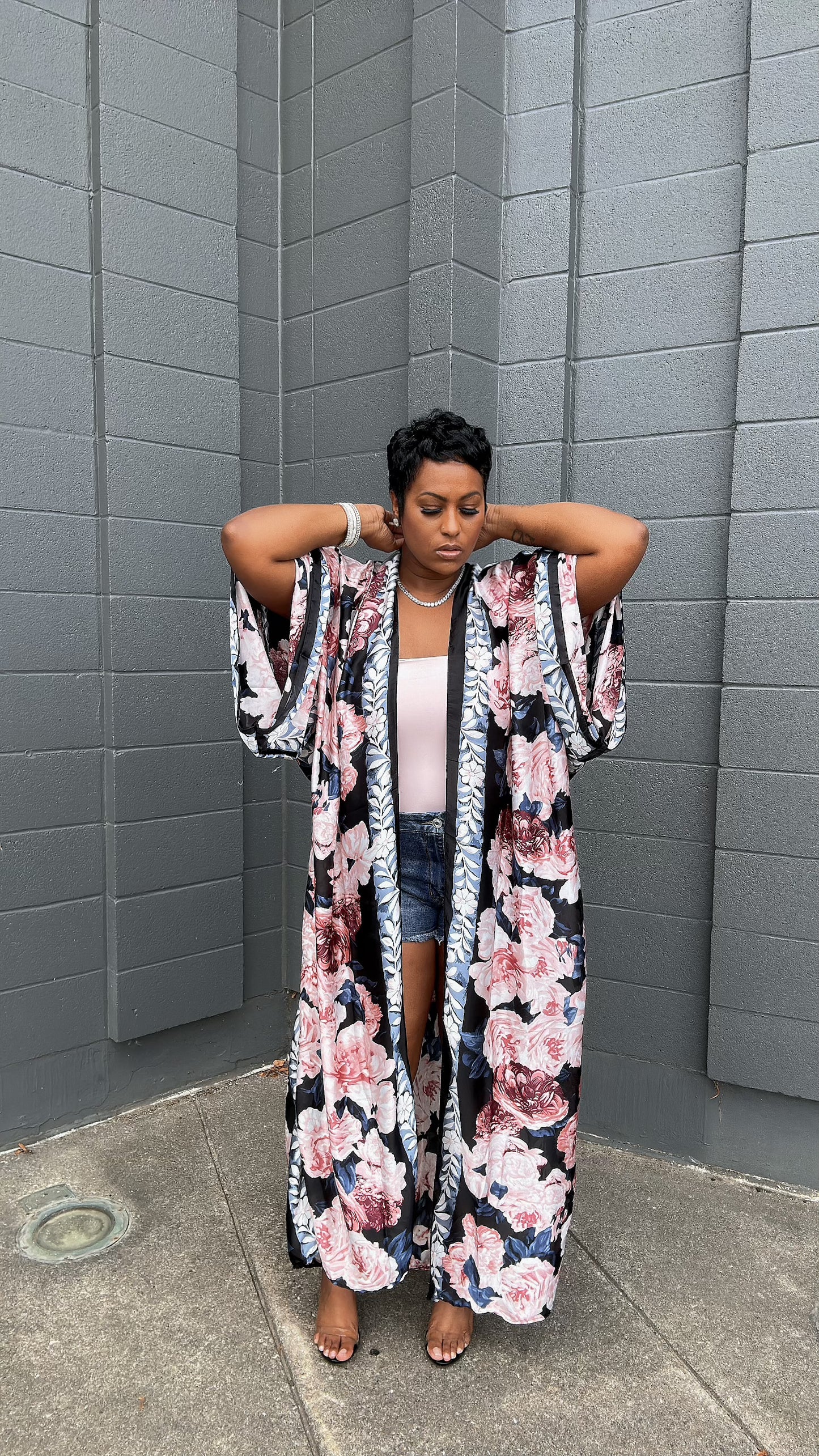 Denim Blossom Kimono