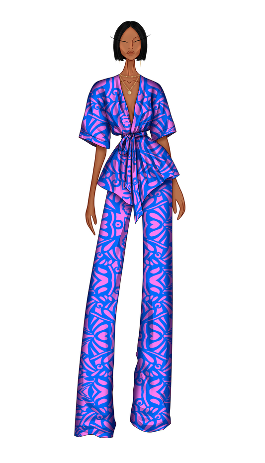 Pink/Blue Abstract Co-Ord Set